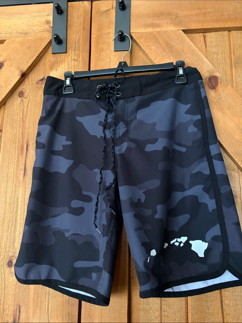 Men's Black & Charcoal Camo Swim Trunks